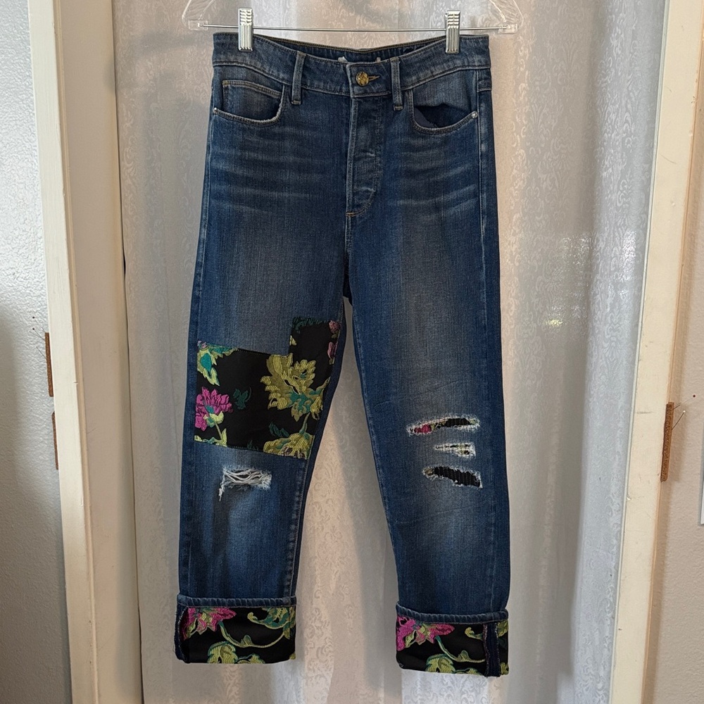 GUESS Floral Patchwork Distressed Jeans SZ: 27